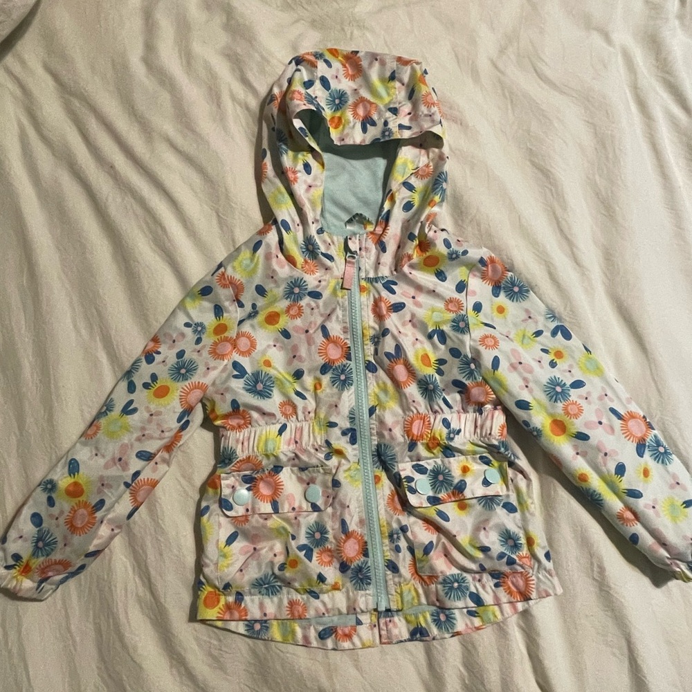 Girls, Floral Cat & Jack Rain jacket, Size 5T